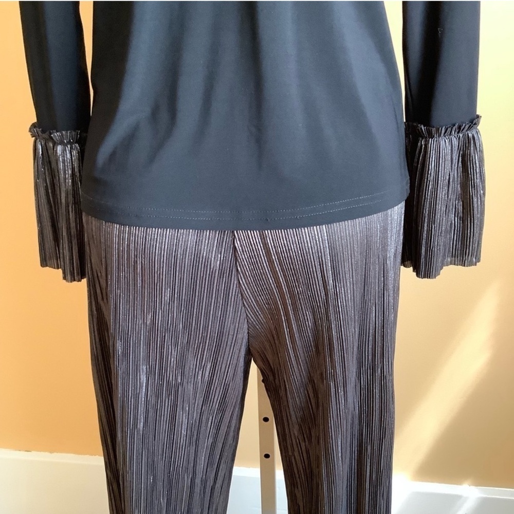 JOSEPH RIBKOFF Metallic Black Silver Pantsuit Two Piece Matching Set 8 NWT - Picture 11 of 16